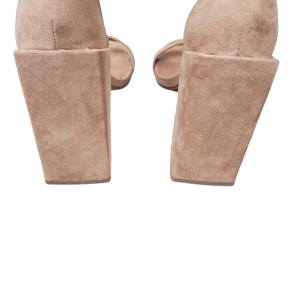 ASOS Womens Nude Faux Suede Ankle Strap Block Heel Sandals Size 4 - Picture 9 of 13